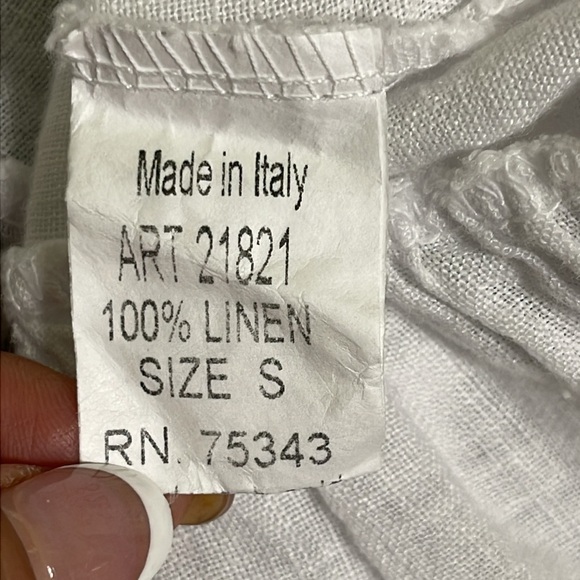 Valentina Naldi Womens White One Shoulder Ruffle 100% Linen Dress Sz S - Picture 9 of 9